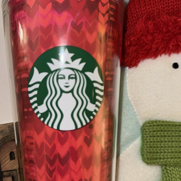 🧋🧜‍♀️STARBUCKS 2022 Holiday Sweater Weave Red 16 oz. Insulated TravelTumbler - Picture 6 of 8